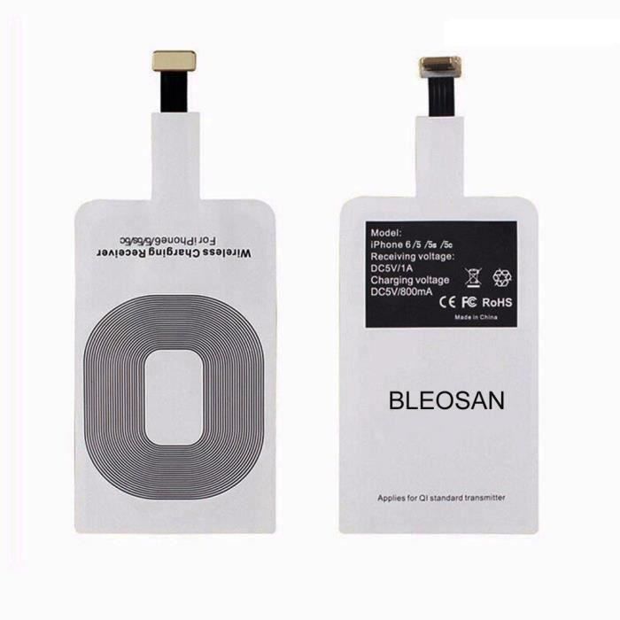 BLEOSAN Récepteur Qi Chargeur Sans fil, Récepteur Charge Sans fil A Induction Pour Iphone 5 - 5s -5c -6 -6s - 7