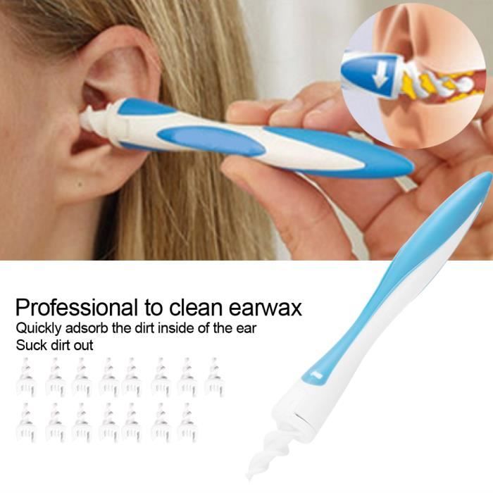 Appareil pour nettoyer les oreilles – Nettoyage cérumen pour oreille hygiénique, plus efficace que coton tige + 16 têtes -TUN