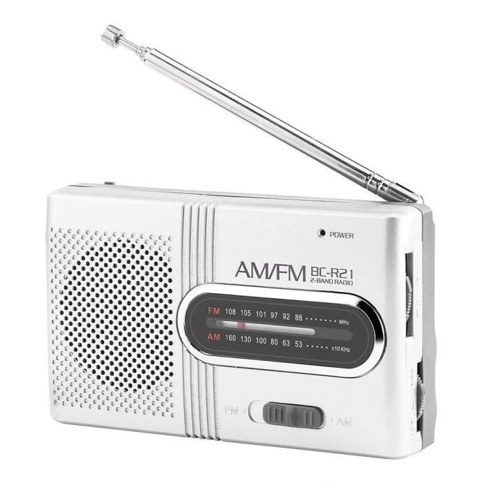 Radio portable AM FM, Lecteur de musique haut-parleur stéréo universel mini radio avec antenne télescopique-HEN