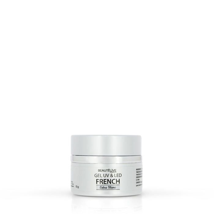 Gel UV & LED Blanc pour French Manucure Ongles, Pot 15g, Beautélive