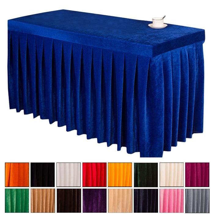 BIGOOD Couleur Uni Jupe de Table Simple Rectangle Nappe pour Bureau Banquet Bleu Roi 120*60*75cm