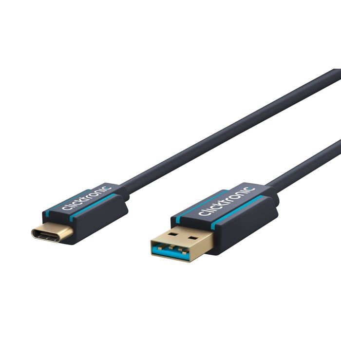 Clicktronic Câble USB-C To USB-A 3.0 (Mâle/Mâle) - 2 m - Cordon USB-C mâle / USB-A 3.0 mâle à hautes performances (2 m) ( Catégorie