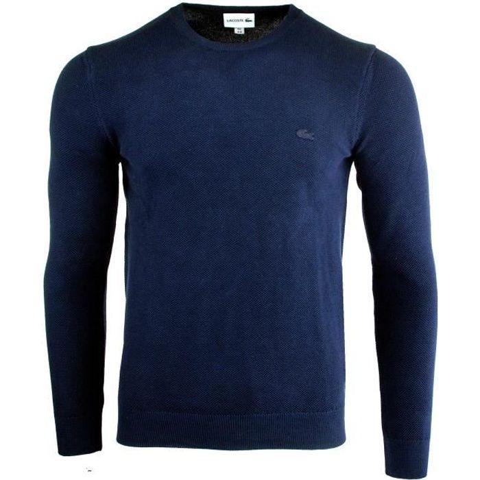 PULL LACOSTE HOMME COL ROND BLEU