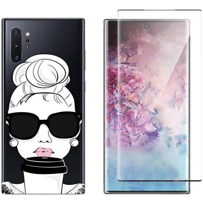 Pack Samsung Note 10 PLUS - Coque et Film Protection écran verre trempé résistant pour Samsung NOTE 10 PLUS ( NOTE 10 + ) Lady
