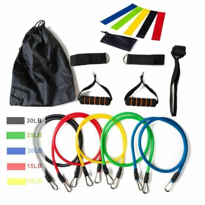 17pcs Bandes de Résistance Tube Élastique Fitness Exercice Yoga Pilâtes Gym Sport - Orange