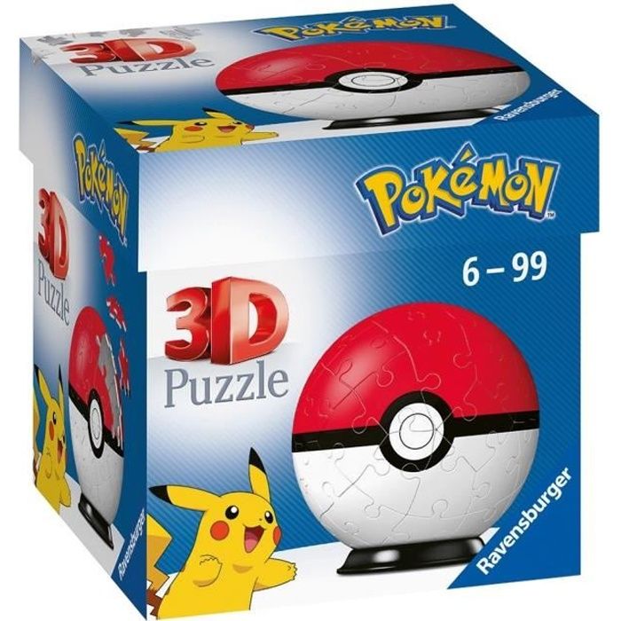 POKÉMON Puzzles 3D Ball 54 pièces - Poké Ball - Ravensburger - Puzzle enfant 3D sans colle - Dès 6 ans
