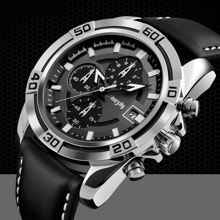SHARPHY Montre Homme marque de Luxe Sport Chronographe Montre Bracelet Homme