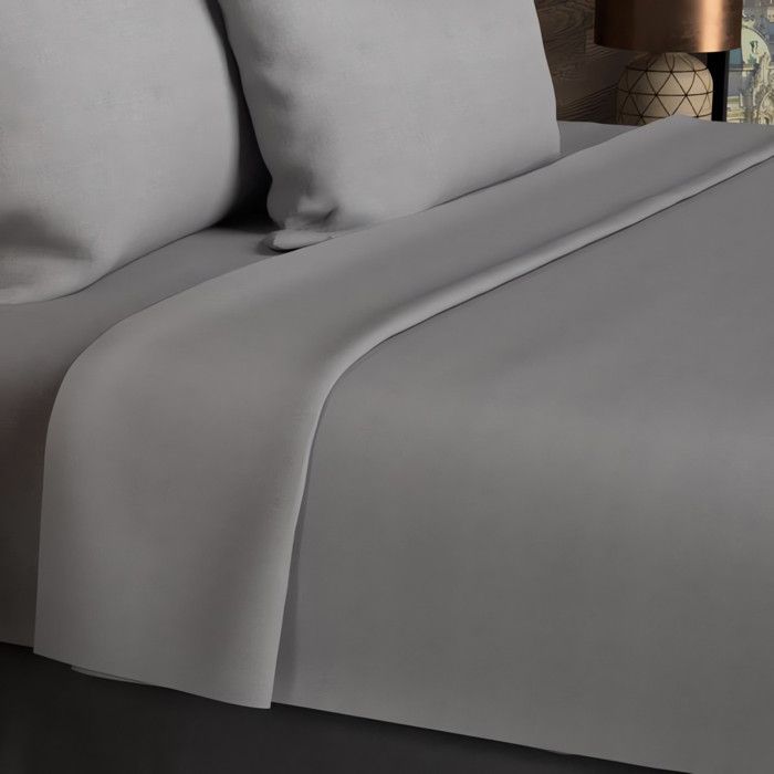 Drap plat coton 260x300 cm uni gris