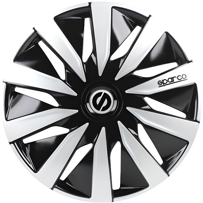 SPARCO 4 Enjoliveurs Lazio 13- Noir et Argent