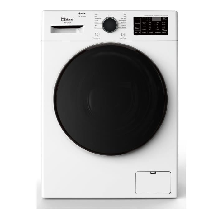 Lave-linge hublot TRIOMPH TS812DW - 8 Kg - Motuer induction - Classe A+++ - 1200 tours/min - Blanc