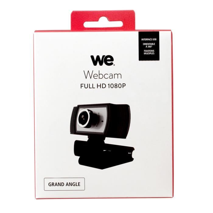 webcam WE full HD 1080P micro intégré, angle de vue 90° correction de l'éclairage auto longueur de câble 2m Noir