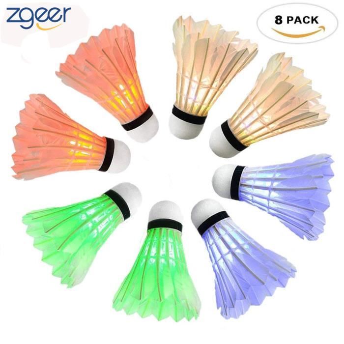 LED Volant de Badminton 8pcs, LED Badminton Birdies/Balle de Badminton Nuit Eclairage pour Sportives Intérieur et Extérieur