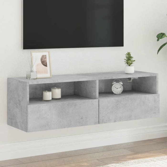 vidaXL Meuble TV mural gris béton 100x30x30 cm bois dingénierie 836888