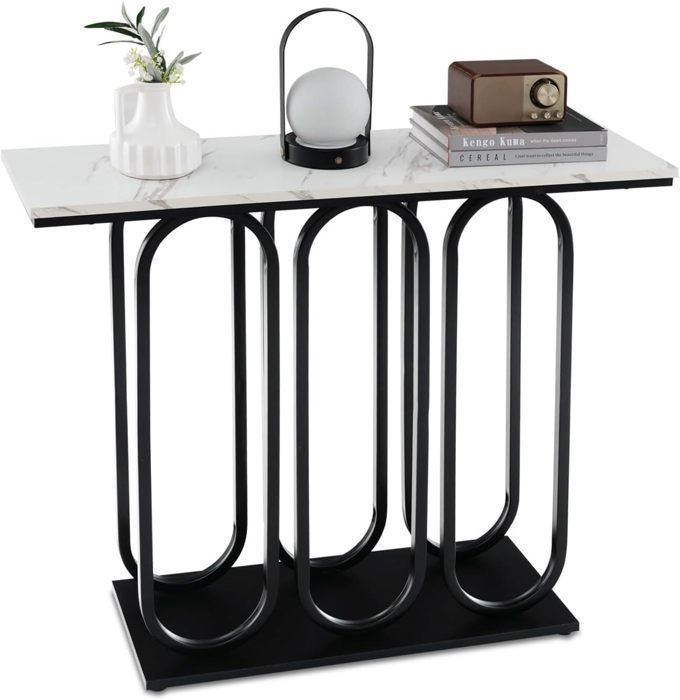 GIANTEX Console Meuble Entrée à 2 Etages-Effet Marbre-100x 30x 80 CM-Table Console Scandinave pour Salon- Cadre en Métal Noir GIANTEX Console Meuble Entrée à 2 Etages-Effet Marbre-100x 30x 80 CM-Table Console Scandinave pour Salon- Cadre en Métal Noir