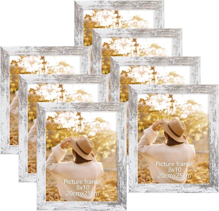 Cadre Photo 20x25 en Bouleau Blanc, Lot de 7 Cadres 20x25 Rustiques et ...