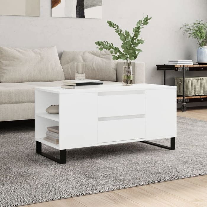 NEW Table basse bar contemporaine blanc 102x445x50 cm bois dingénierie 90632