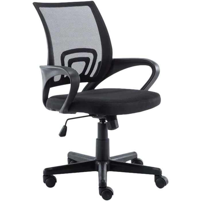 Fauteuil de bureau sur roulettes hauteur reglable en maille de filet de nylon noir 10_0002497
