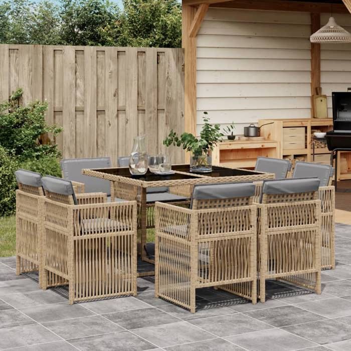 vidaXL Ensemble à manger jardin 9 pcs