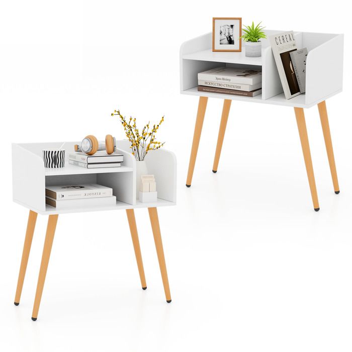 COSTWAY Lot de 2 Table de Chevet avec 3 Compartiments ouverts Table dAppoint avec Pieds en Métal pour Salon Chambre Blanc COSTWAY Lot de 2 Table de Chevet avec 3 Compartiments ouverts Table dAppoint avec Pieds en Métal pour Salon Chambre Blanc