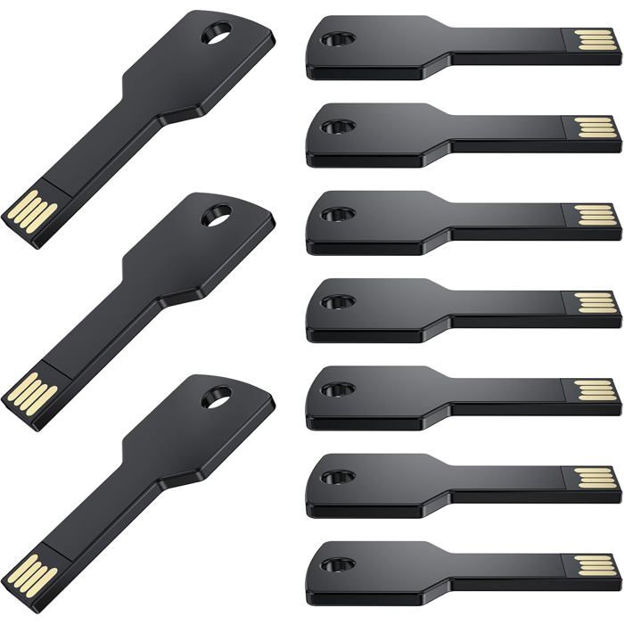 Lotto 10 Chiavette USB Nere &ndash; Capacit&agrave; Miste Da 16MB A 32GB &ndash; Pen Drive Per PC/Laptop