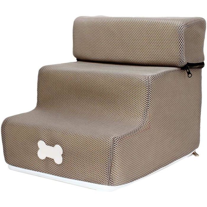 Meilleurs prix pour Escalier pour Chien Échelle Antidérapante Pour Chien À 3 Marches Marches Amovibles Et Lavables pour Animaux De Compagnie Kaki