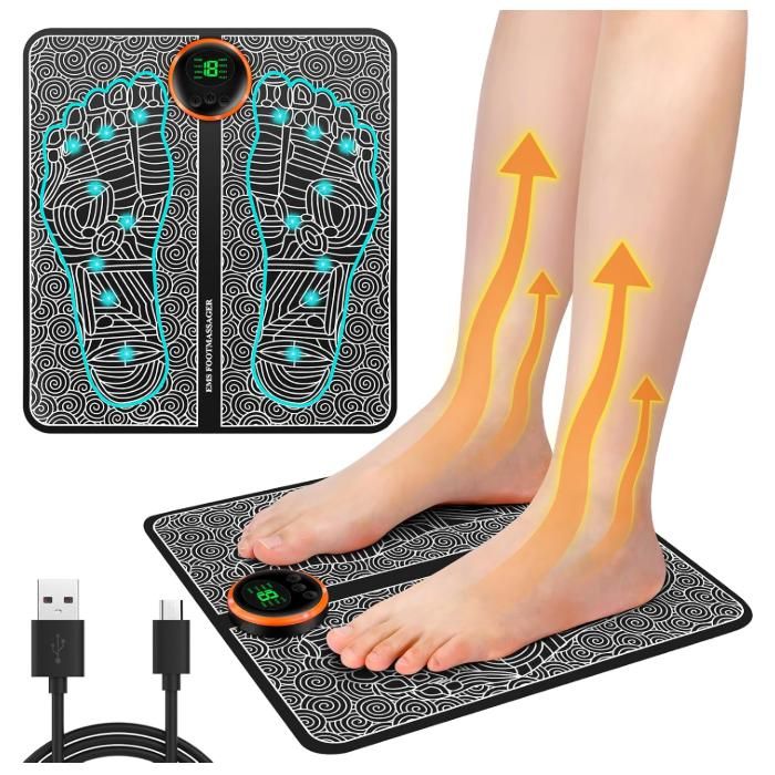Tapis De Massage électrique Pour Les Pieds - Fonction Vibration - Rechargeable Sans Fil - Noir - Neuf Sous Boîte