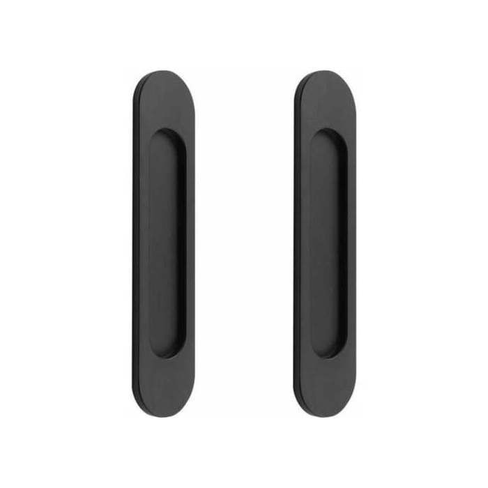 Poignée de porte ovale autocollante sans perforation lot de 2 noir mat