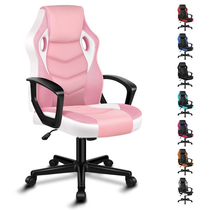 ALFORDSON Mega Chaise de bureau gaming Tissu patchwork en similicuir ergonomique Bureau à roulettes réglable en hauteur - vue 3