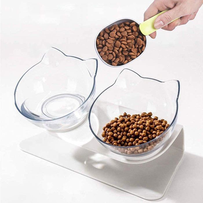 Gamelle surélevée pour chat avec support pour chatons gamelle surélevée anti-vomissements double gamelle transparente
