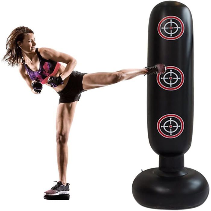 Sac de Frappe Gonflable Autoportant Sac de Boxe pour Enfants Colonnes d'Entraînement Pvc Sac de Kickboxing Relaxant pour Adultes et Enfants