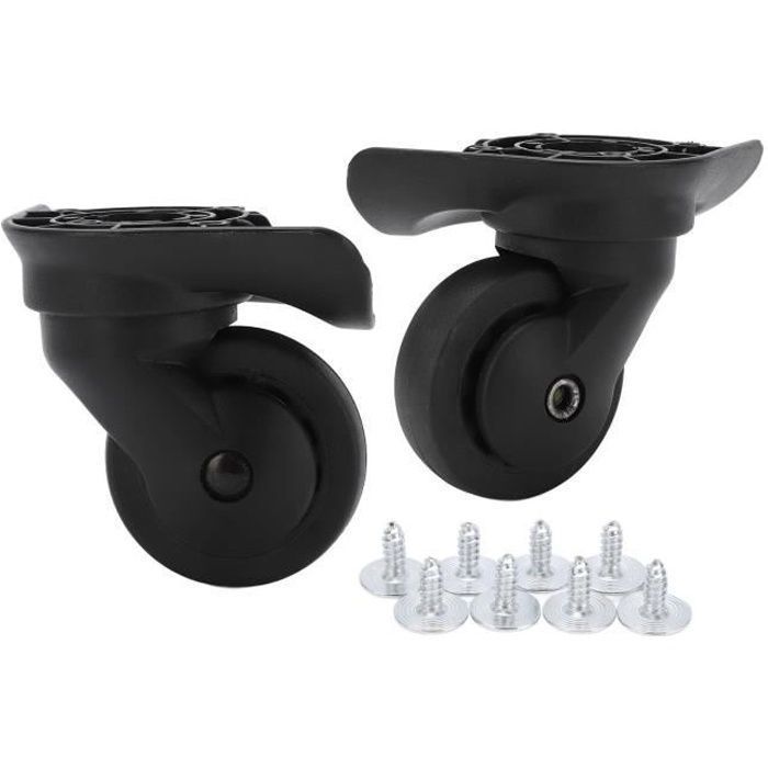 Roues de valise - Roulettes pivotantes - Noires - Silencieuses - Résistantes