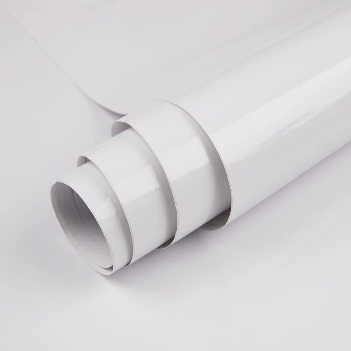 Papier Adhesif pour Meuble Blanc Glossy Rouleau Film Autocollant Meuble Décoratif 30x200cm Vinyle Adhesif Blanc Imperméable pour