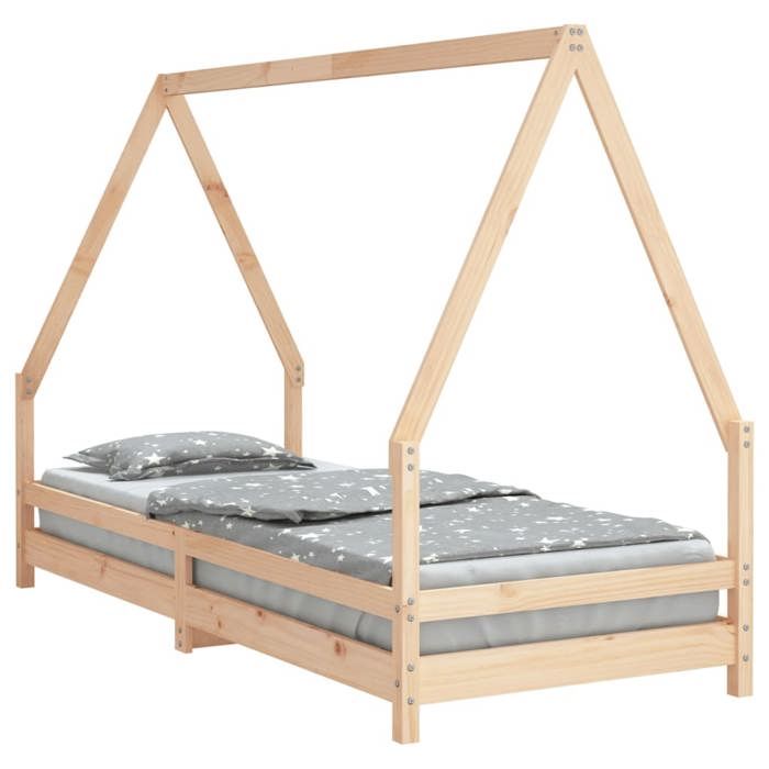 Lit enfant en bois de pin - VIDAXL - 80x200 cm - Bois massif - Style maison - Lattes robustes - Brun - Montage facile