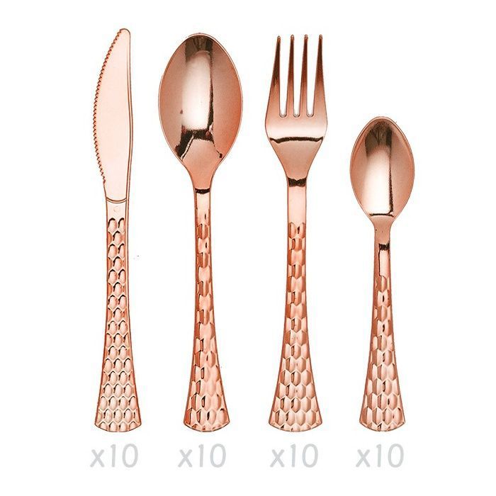 Ménagère Prestige Réutilisable Rose Gold x 40 Pièces