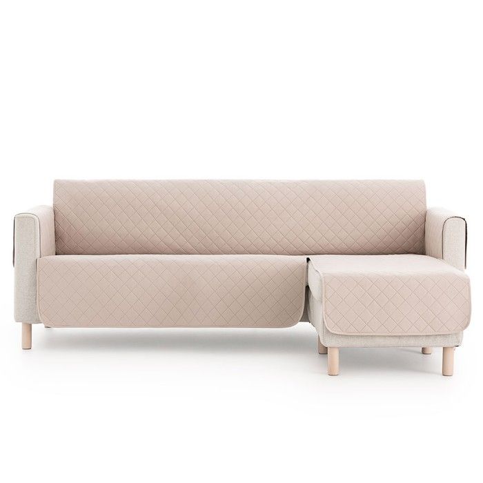 Housse de Chaise Longue Matelassée Beige 240 cm