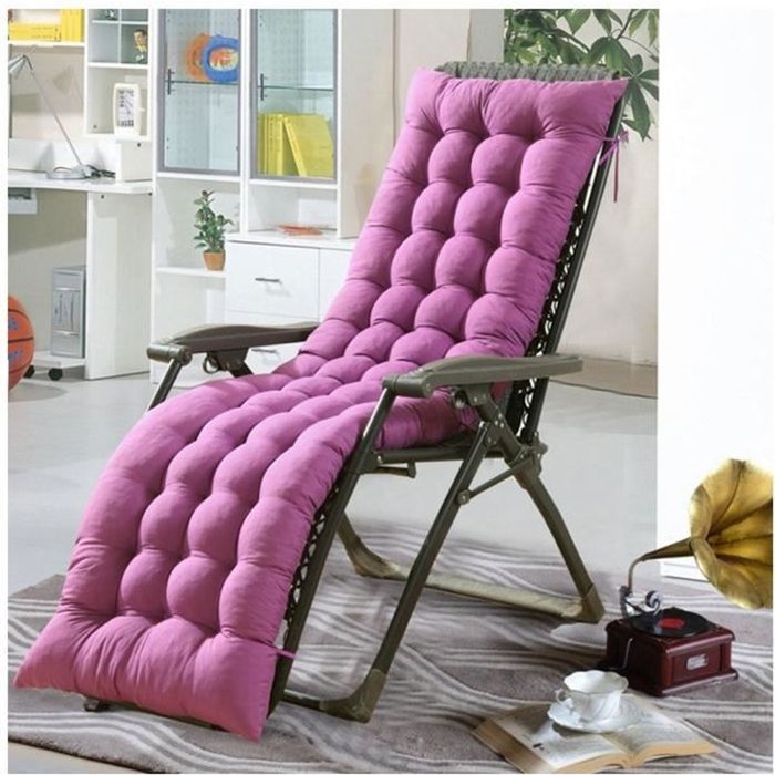 Coussin Bain de Soleil Jardin Pliable Anti-Dérapant - Marque - Modèle - Epais Confort - 48x170cm - Violet Label