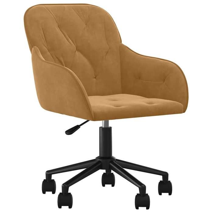 Chaise de bureau pivotante en velours - vidaxl - Marron - Réglable en hauteur - 56x61x(78-86) cm