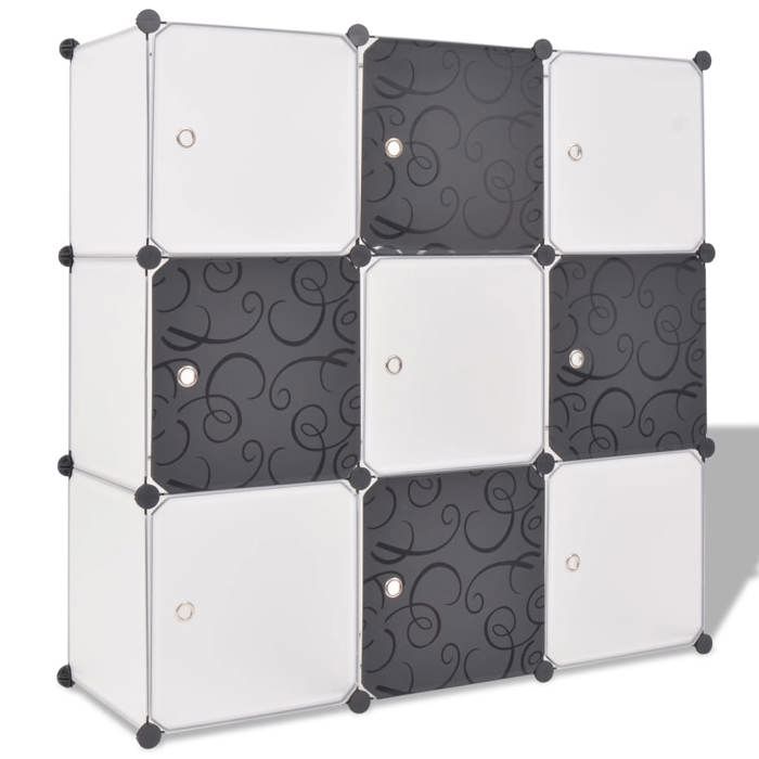 SALE 2026 Meuble à chaussures Multicolore - Organisateur de rangement cube avec 9 compartiments Noir/Blanc PRO837985551