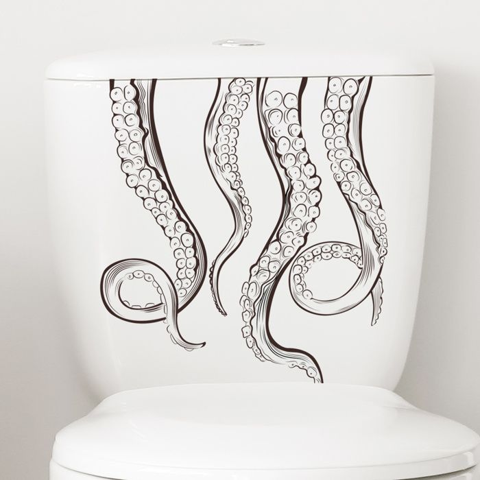 Stickers muraux tentacules de pieuvre stickers décoratifs pour toilettes pieuvre monstre marin