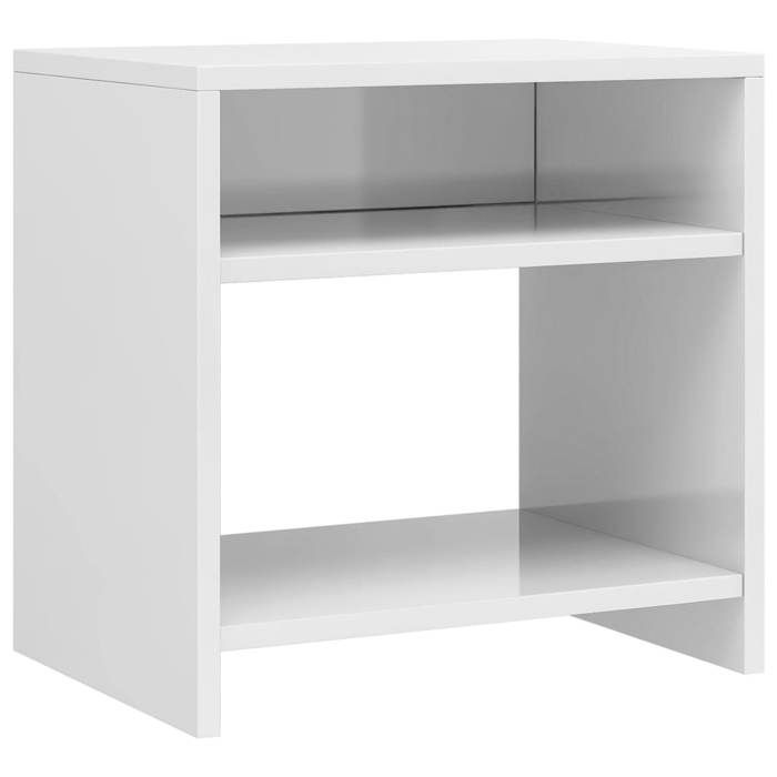 Tables de chevet blanc brillant - MEUBLECHIC - Lot de 2 - 40x30x40 cm - Bois dingénierie - Compartiment ouvert