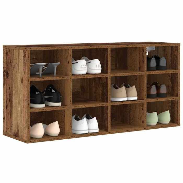 Marron Cabinet à chaussures 1PC - ZENCORE - Organisateur chaussures - Pour couloir - avec étagère - Bois ancien 103x30x51cm 268621 Marron Cabinet à chaussures 1PC - ZENCORE - Organisateur chaussures - Pour couloir - avec étagère - Bois ancien 103x30x51cm 268621
