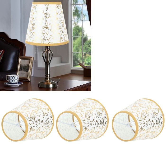 3pcs abat-jour tissu – Nosheir – E14 doré – lumière douce – chambre/nuit
