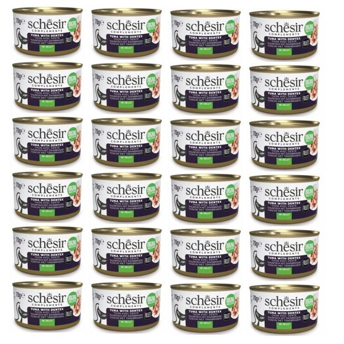 Pâtée pour chat - SCHESIR - Thon océanique Adulte - Vivaneau rouge 6% - Sans additifs - Pack 24x70g
