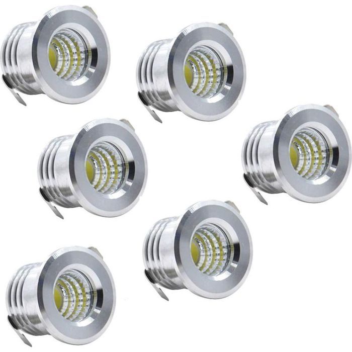 Spot LED encastrable - PZCC - Lot de 6 - 3W - Blanc chaud - Mini spots