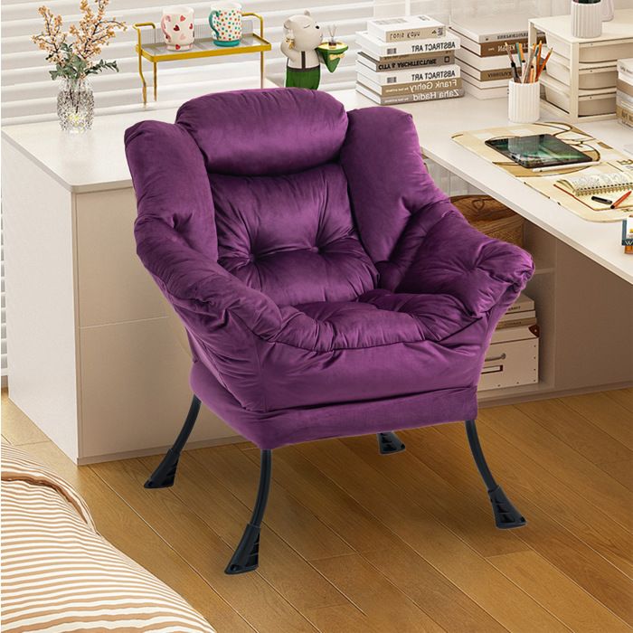 WOVREO fauteuil de relaxation 1 place violet avec accoudoirs structure en métal housse amovible