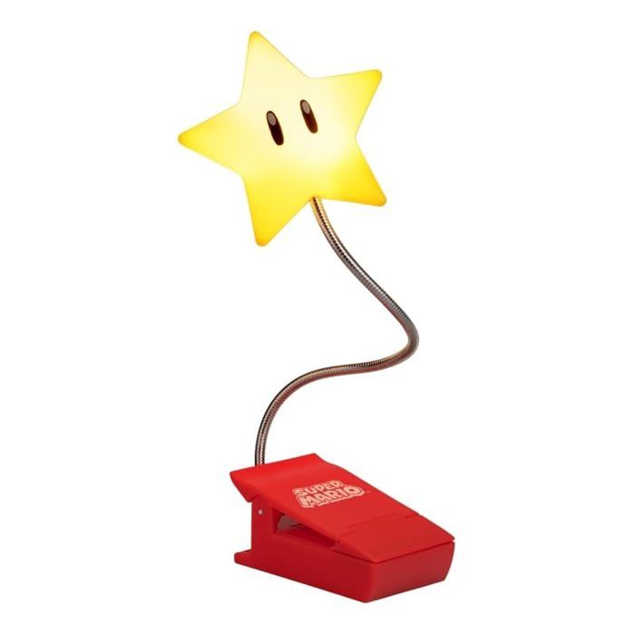 Lampe de lecture Super Mario Super Star avec pince – Lampe LED à clip avec bras flexible fonctionne avec piles produit officiel
