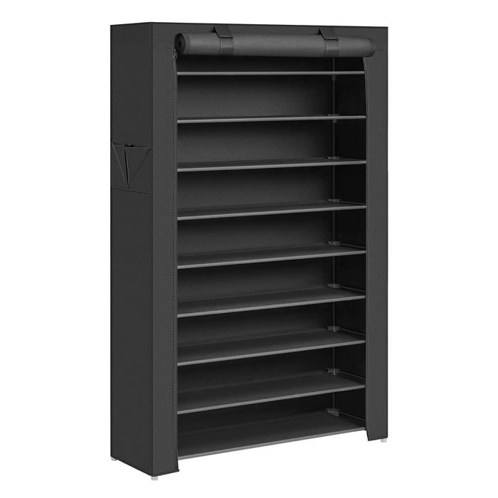 SONGMICS Étagère à Chaussures en Tissu à 10 Niveaux Meuble de Rangement 28 x 88 x 160 cm avec Housse de Protection Chaussures de
