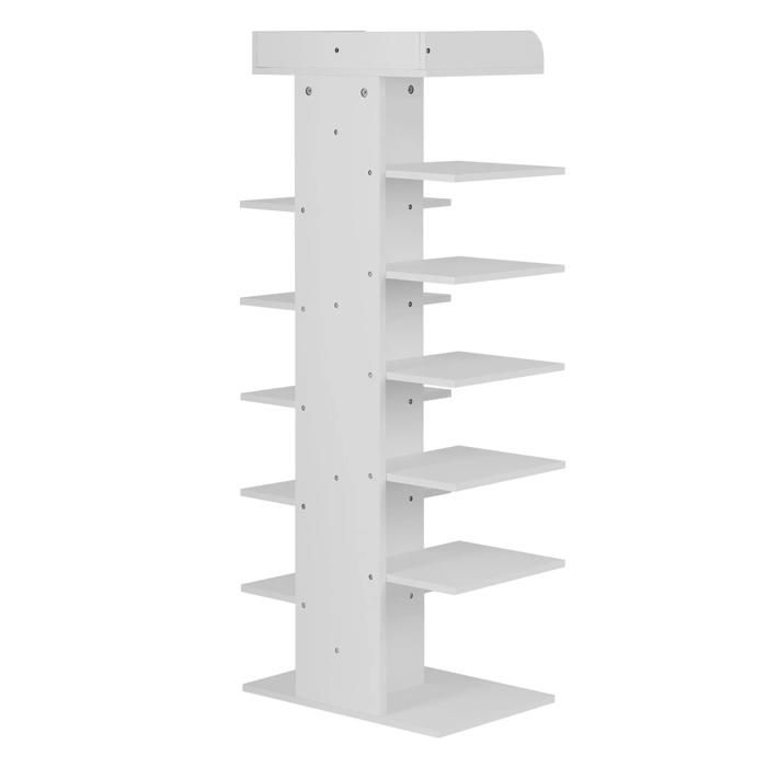 Meuble à chaussures – Étagère de rangement blanche – 12 compartiments ouverts – 40 x 30 x 114 cm