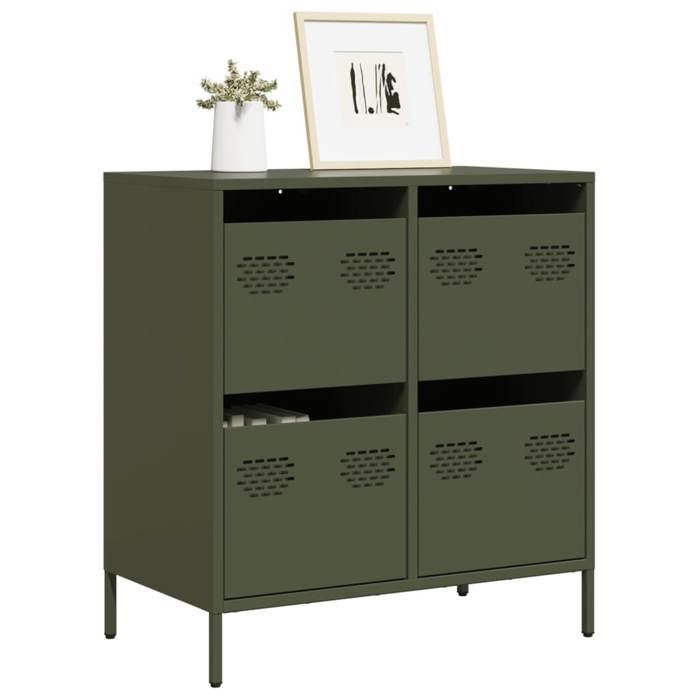 Vert Buffet vert olive 68x39x73 5 cm acier laminé à froid - Meuble Rangement LV37076