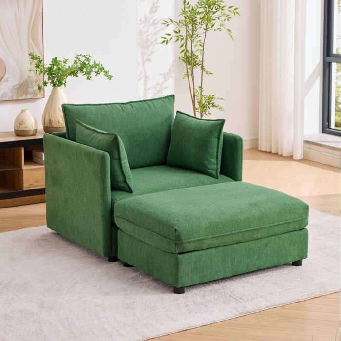 ROVRYN Fauteuil lounge 1 place modulable avec rangement velours Altay vert